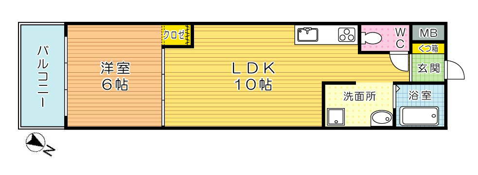 エルザビル香春口４５  1102号室 間取り