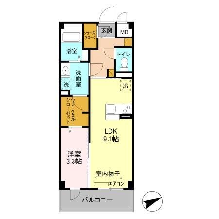サンクレージュⅡ 305号室 間取り