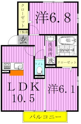 コンフォルターブル　Ｂ棟 101号室 間取り