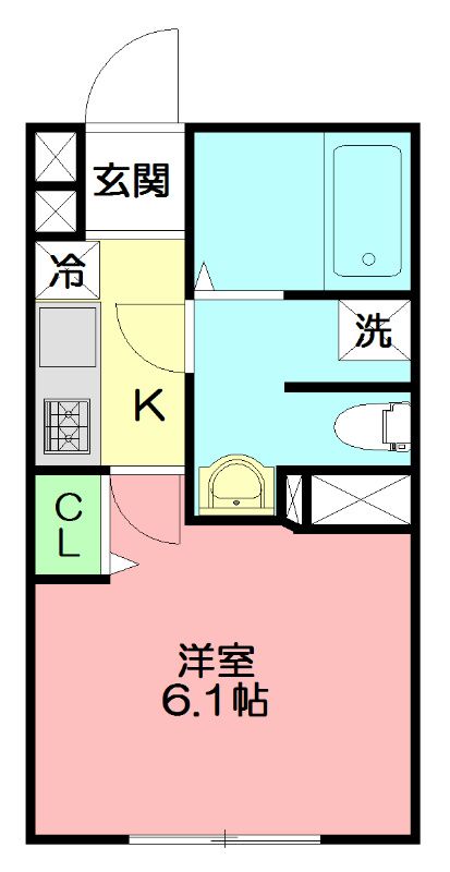 アムール踊場 104号室 間取り