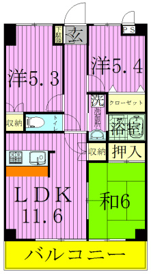 あびたしおん仲村 101号室 間取り