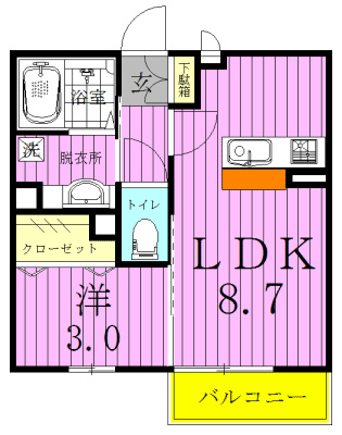 Ｆｌｅｕｒｅｔ（フルーレ） 101号室 間取り