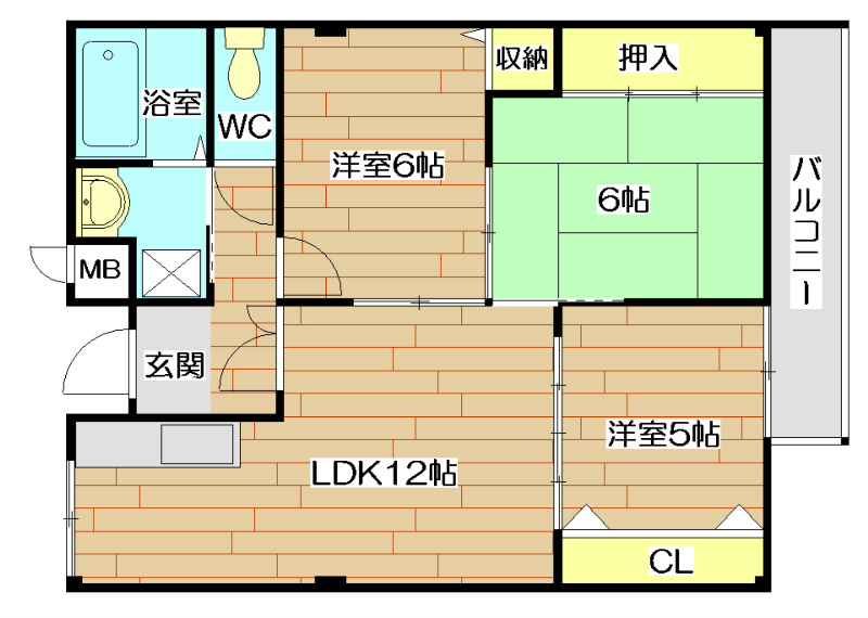 グランドール八光 106号室 間取り