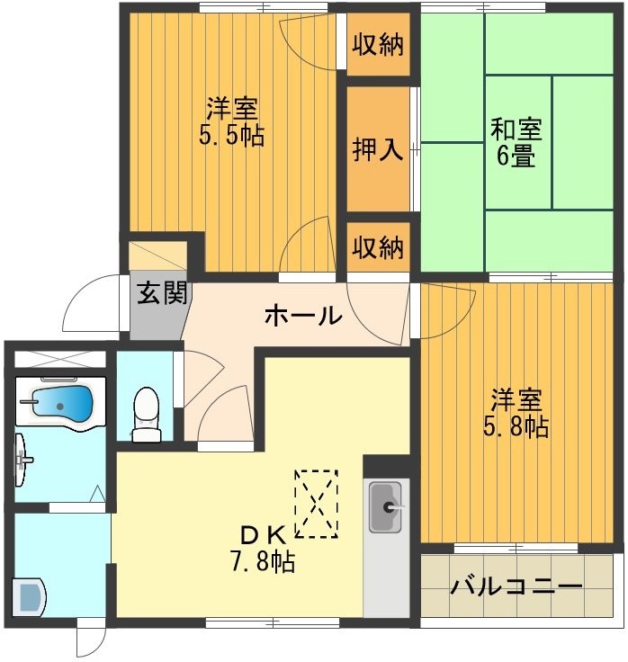暁ハイツＡ 間取り図