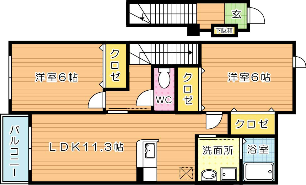 プリムローズ　Ａ棟 203号室 間取り