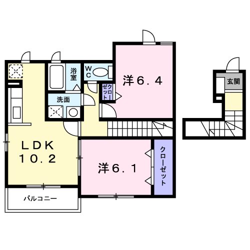 レインボーヒルズⅡ 201号室 間取り