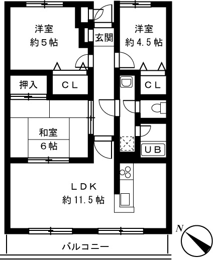 リヴェール秋津 205号室 間取り