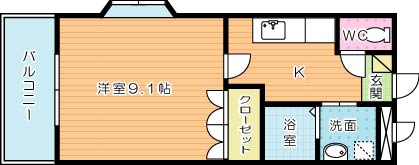 アメニティ徳力 202号室 間取り