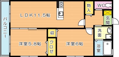 ひびきのハイム　C 201号室 間取り
