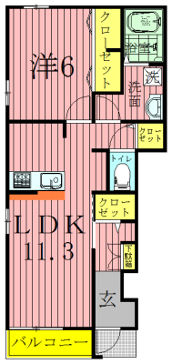 カレント 102号室 間取り