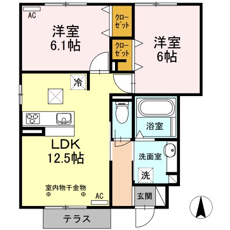 Ｗｉｎｓ　Ｈｉｌｌｓ　B 102号室 間取り