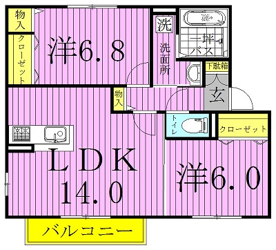 プレリュードA 101号室 間取り