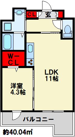 フェリシエ三萩野 1003号室 間取り
