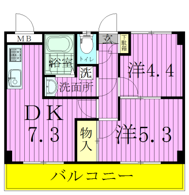 サンビレッヂⅠ 102号室 間取り