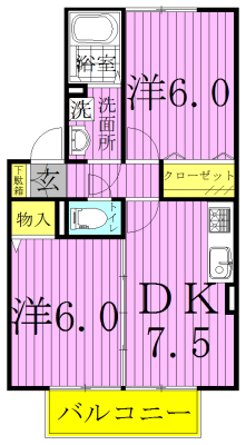 フレシールB 203号室 間取り