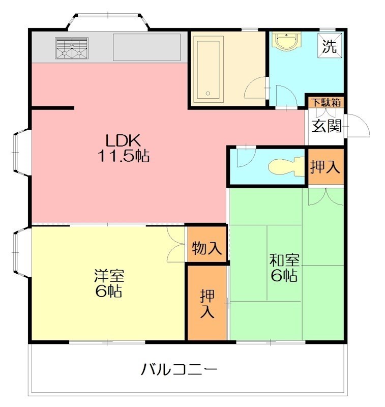 クレージュ鎌倉 201号室 間取り