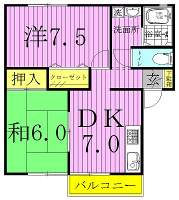 グリーンシャトル　Ｄ 201号室 間取り