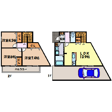 折戸町戸建賃貸 間取り図