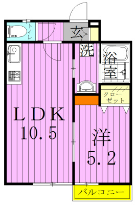 Sala　bianca 103号室 間取り