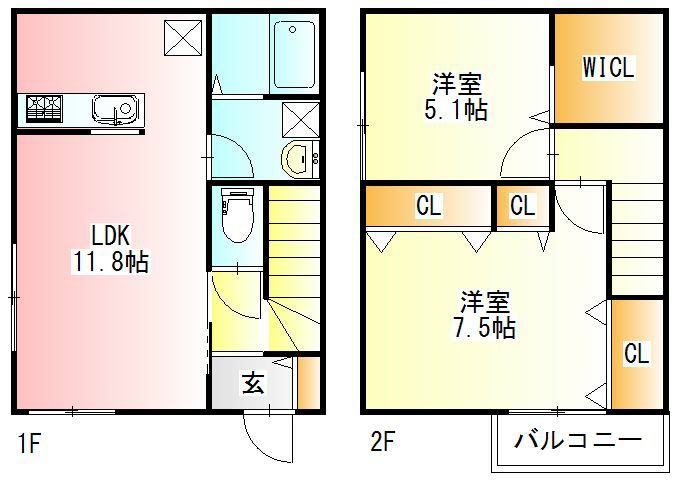 スカイ B号室 間取り