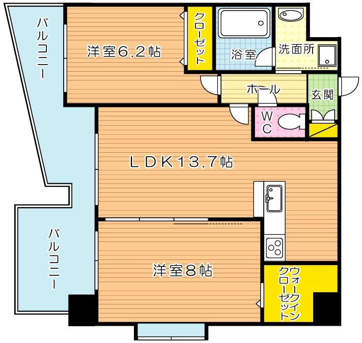 サンシャインプリンセス北九州 1101号室 間取り