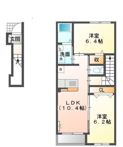アウフシオン 203号室 間取り