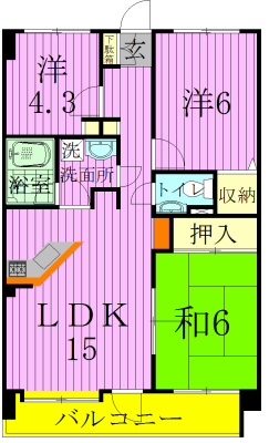 エスポワール八柱 404号室 間取り