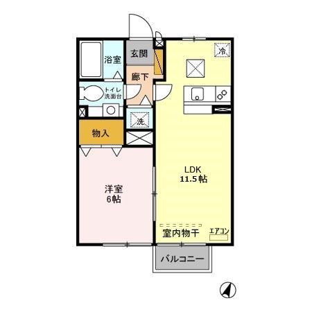 ローズパレス 106号室 間取り