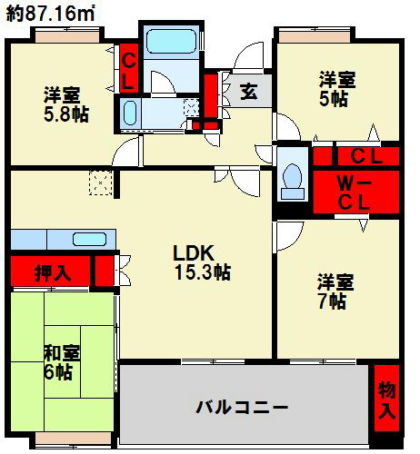 サンリヤン木町 805号室 間取り