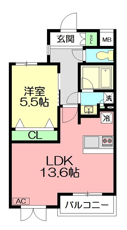 ヴィルドミール 105号室 間取り