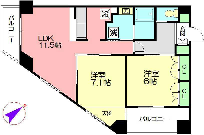エクレール藤沢弐番館 102号室 間取り