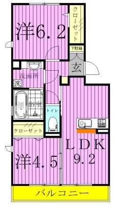 パインヒルズ胡録台 107号室 間取り