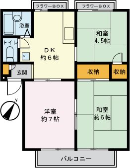 ジュネス十日市場Ａ棟 302号室 間取り