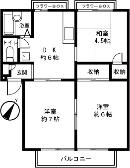 ジュネス十日市場Ａ棟 302号室 間取り