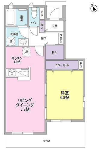 ジョイアス桜丘 102号室 間取り