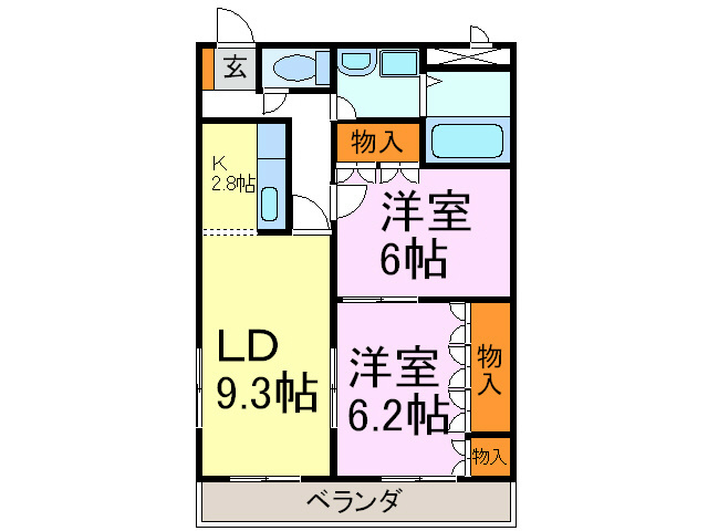 フローラかじま 202号室 間取り