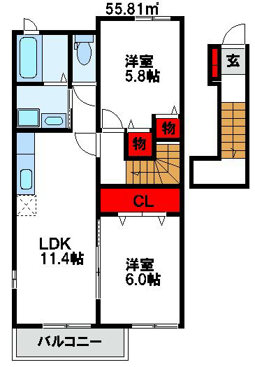 ベルアンジュ 201号室 間取り