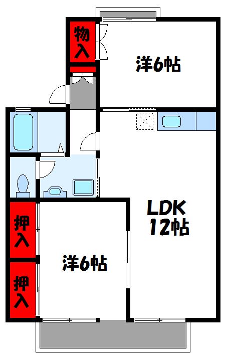 セジュール福間 B201号室 間取り