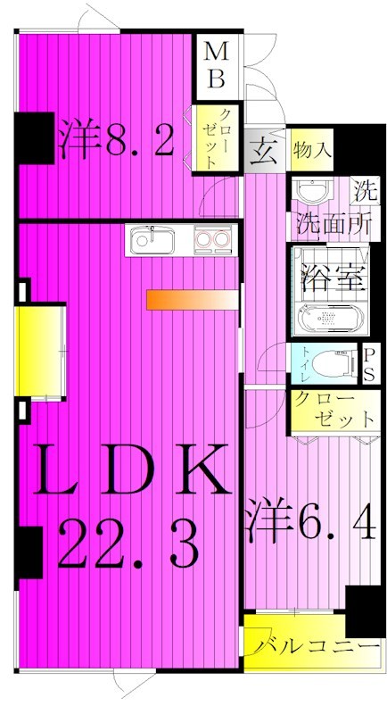 グリーンヒルズ 705号室 間取り