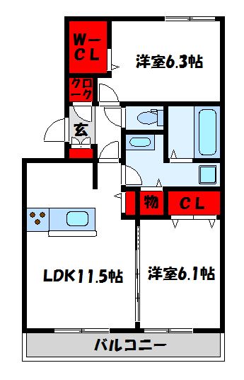 メゾンブランシュ 103号室 間取り
