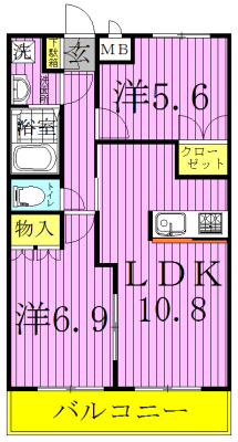 CARROTⅢ 201号室 間取り