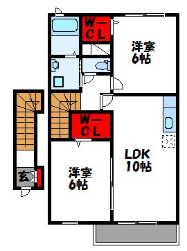 サニーサイト　Ａ棟 202号室 間取り