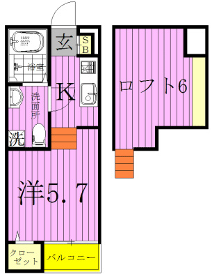 クレアドール 201号室 間取り