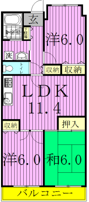 フォレスト 401号室 間取り