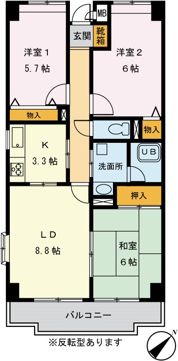 マンション篠崎 505号室 間取り