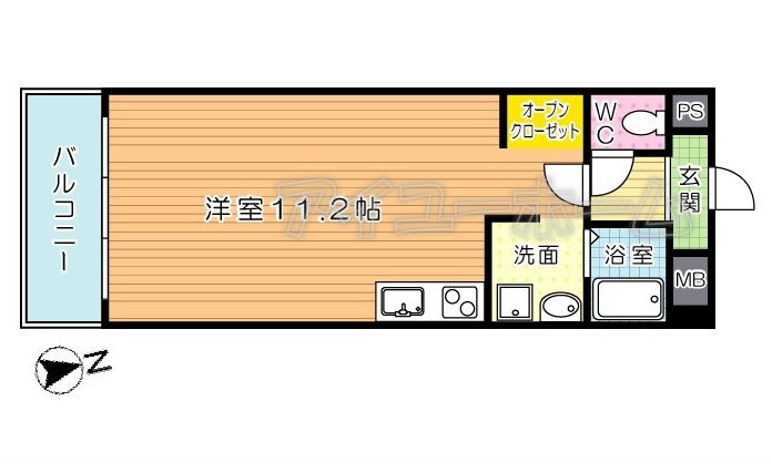 エルザビル馬借47 802号室 間取り