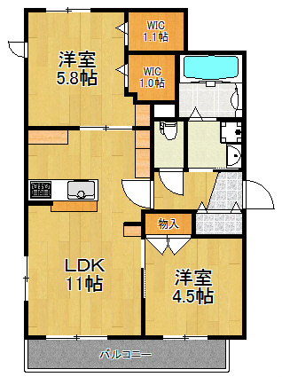 Diamond marsh 302号室 間取り