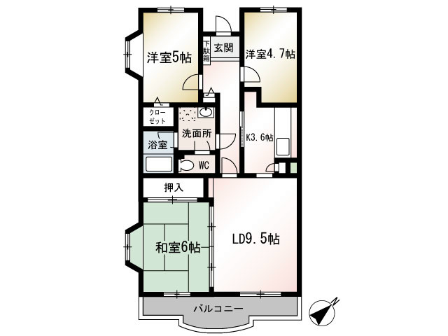 ディアコート大庭 307号室 間取り