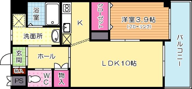 プリーモ天神 307号室 間取り
