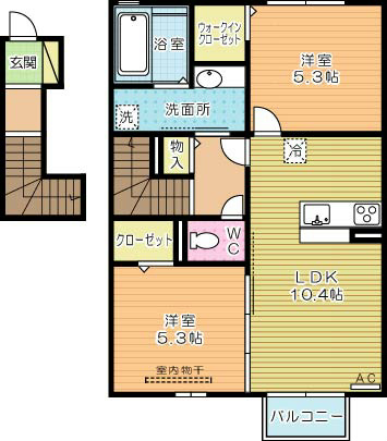 エスポワール下城野Ⅱ 202号室 間取り